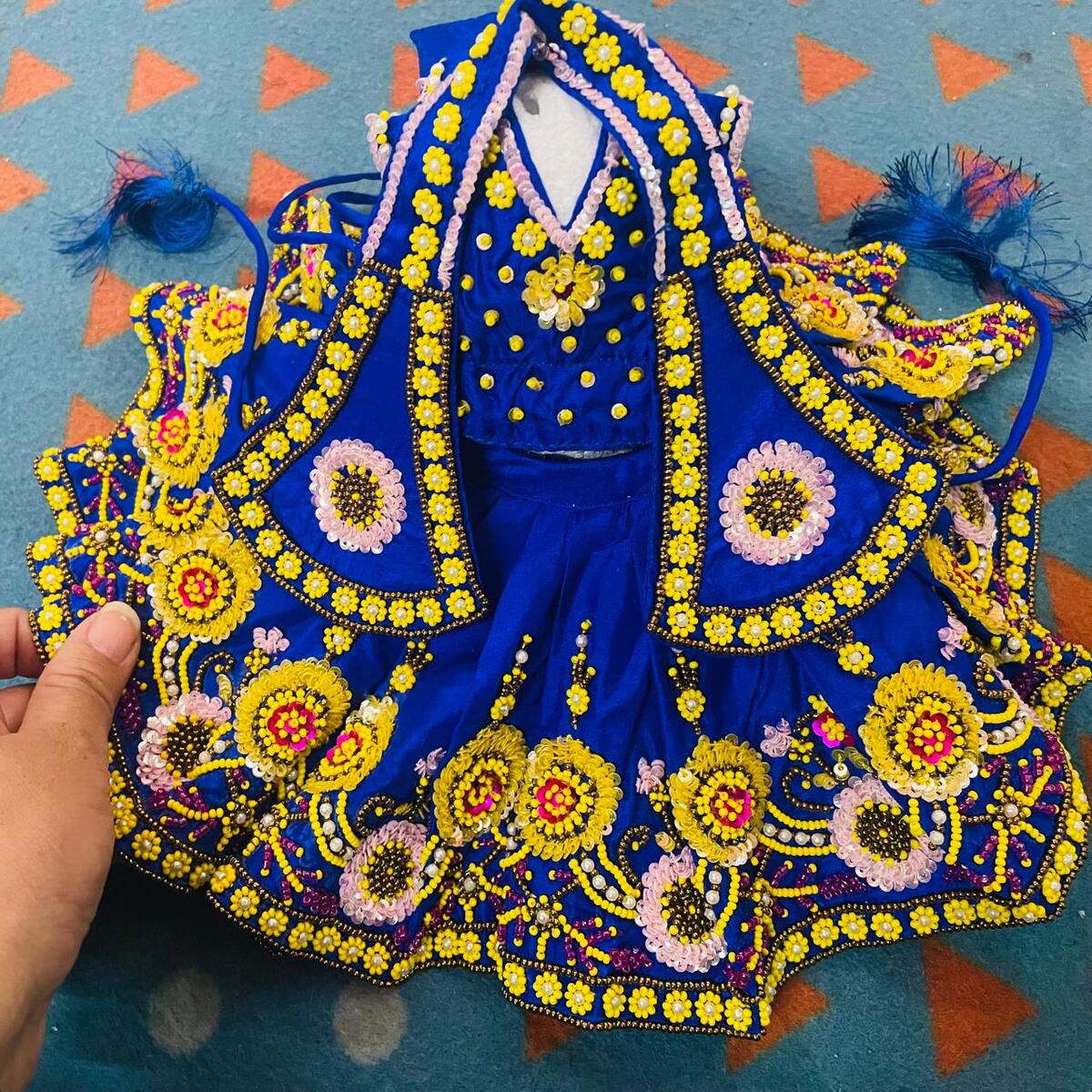 Blue Color Embroidery Dress For Laddu Gopal